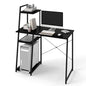 Tangkula Computer Desk with Shelves, Space Saving Home Office Desk with 3-Tier Ladder Shaped Storage Bookshelf, Modern Writing Study Desk with Metal Frame, Compact Computer Workstation (Black) - color: Black
