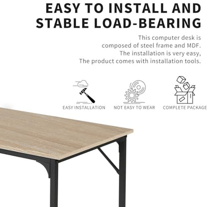HCY Computer Desk 47 inches Writing Desk Home Office Study Workstation Modern PC Laptop Sturdy Simple Gaming Desk with Metal Frame (Nature), 47x24x29 - color: Nature, size: 47 inch