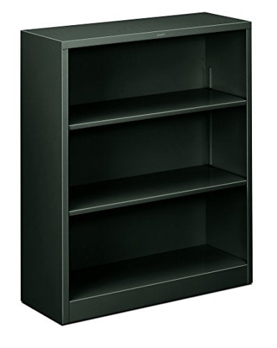 HON Metal Bookcase - 3-Shelf Bookcase, 34-1/2w x 12-5/8d x 41h, Charcoal (HHS42ABC) - color: Charcoal, size: 3 Shelves