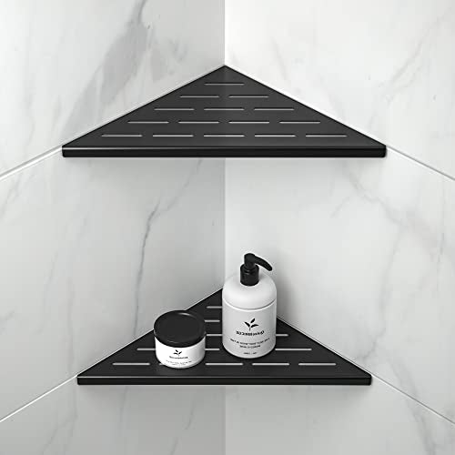 Corner Shower Shelf 10" Matte Black | 304 Stainless Steel, Slot Design Shelves, Grout in Bathroom Shower Shelf for Tiled Wall, 2 Pack - color: Matte Black, size: 10"-2 Pack