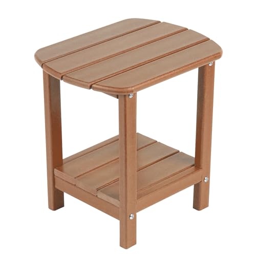 nalone Adirondack Side Table 16.5" Outdoor Side Table HDPE Plastic Double Adirondack End Table Small Table for Patio (Teak) - color: Teak
