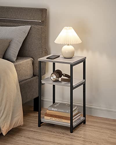 VASAGLE BARNET Collection - Side Table, Small End Table for Living Room, Modern Tall Nightstand, Bedroom, Office, Bathroom, Steel Frame, Heather Greige and Ink Black ULET273B02 - color: Heather Greige + Ink Black