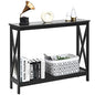 Julimoon Console Table with Storage Shelf, Narrow Accent Table X Form Frame, 2-Tier Sofa Side Table for Living Room/Bedroom/Entryway/Hallway, Easy Assembly, 39.5’’X12’’X31.5’’ (Black) - color: Black