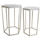 Nested Metal Side Tables - Set of 2 for Living Room & Bedroom (Gold) - color: Hexagon - Gold