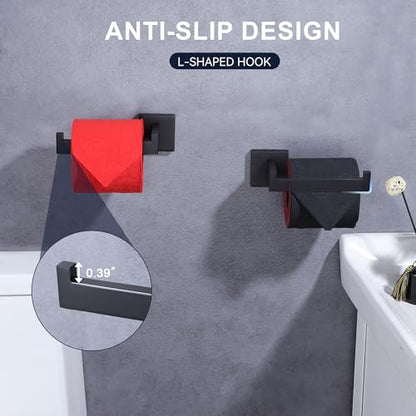 LANC Black Toilet Paper Holder, Bathroom Toilet Paper Roll Holder Wall Mounted, Modern Matte Black TP Holder for Bathroom Kitchen Stainless Steel, 2 Pack, A8807MB-P2 - color: Matte Black, size: Right(Screw-2Pcs)