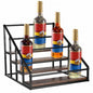 YQBRAO 4-Tier Coffee Syrup Organizer, 16-Bottle Rack, Rustic Brown | Holds up to 16 bottles with stepped visibility; rustic wood and metal design for syrups, kitchens, and home coffee bars. - size: 4 Tier 16 Bottle Syrup Rack - 1 Pack