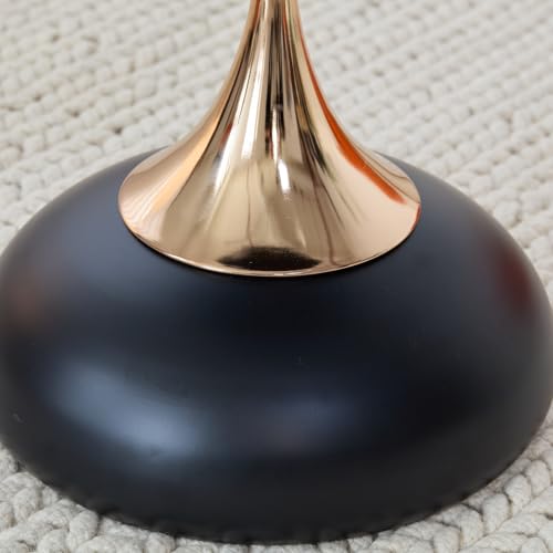 Modern Round Side Table with Gold Pedestal Base, Black Metal Top, Accent End Table for Living Room (Black) - color: Black