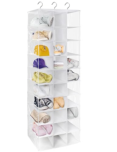Libeder Hanging Closet Organizers - 30 Section Shoe Shelves, Space Saving Shoe Holder, White - color: White, size: 30 Sections
