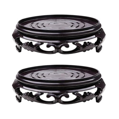 2Pcs Plant Stand, 5.3in Round Riser Flower Pot Display Stand Base Plant Rack Holder Planter Tray Lotus Pedestal Vase Base for Desktop Counter Room - size: 5.3in