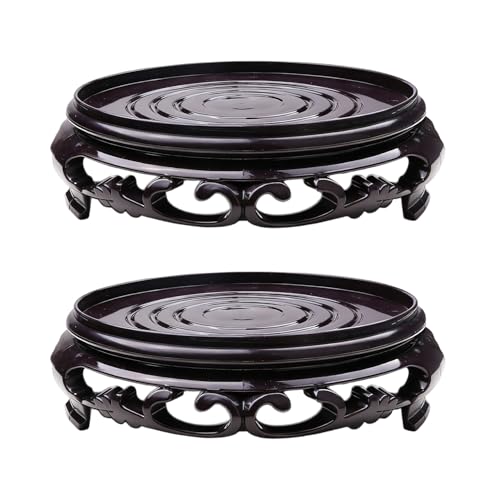 2Pcs Plant Stand 4.4in Round Riser Flower Pot Display Bonsai Rack Holder Plastic Vase Display Stand Pedestal Base for Desktop Counter Room Indoor Outdoor - size: 4.4in