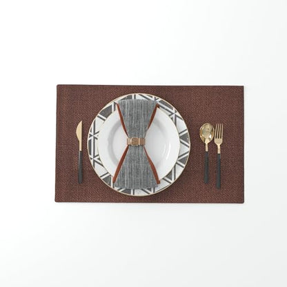 4 Piece Soft Handmade Faux Linen Place Mats Heat Resistant Dining Table Place Mats Kitchen Table Mats 12 x 18 Coffee Brown - color: Coffee Brown, size: Rectangular Placemats 12" x 18"
