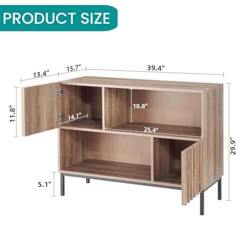 Entryway Table with Storage, Farmhouse Entrance Console Table Sideboard Buffet Cabinet with Storage Shelves and Metal Legs, Sofa Table Accent Cabinet for Living Room Hallway