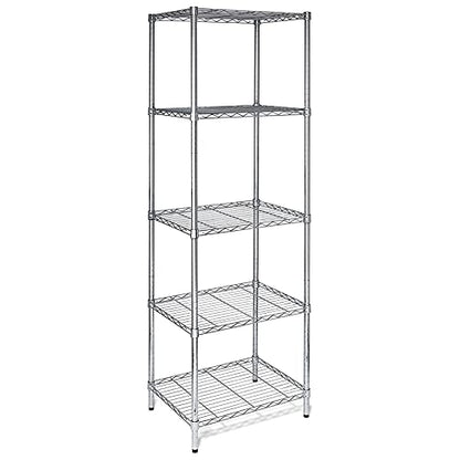 5-Tier Shelf, Adjustable Wire Metal Rack Shelving, Heavy Duty Standing Storage Shelves, Garage, Kitchen, Office, Bathroom, Shelfs Easy Assembly, 21.7" W x 17.7" D x 71" H, Chrome - color: Chrome, size: 5-tier 21.65"W x 17.72"D x 70.87"H
