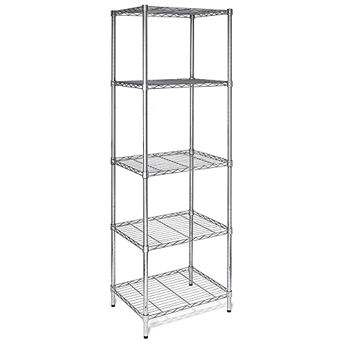 5-Tier Shelf, Adjustable Wire Metal Rack Shelving, Heavy Duty Standing Storage Shelves, Garage, Kitchen, Office, Bathroom, Shelfs Easy Assembly, 21.7" W x 17.7" D x 71" H, Chrome - color: Chrome, size: 5-tier 21.65"W x 17.72"D x 70.87"H