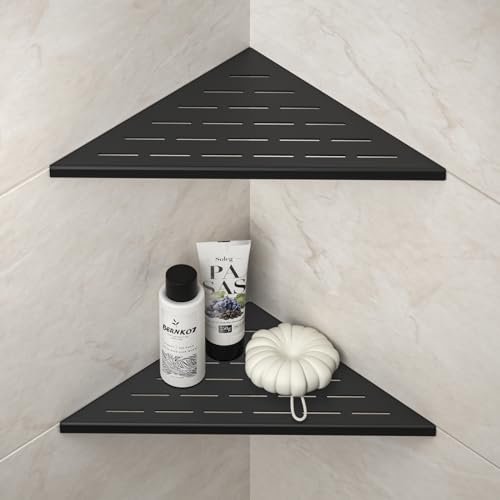 Corner Shower Shelf, 12" Matte Black | 304 Stainless Steel, Grout in Bathroom Shower Shelf for Tiled Wall, 2 Pack, Large Size - color: Matte Black, size: 12"-2 Pack
