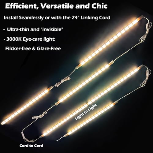 Cefrank LED Under Cabinet Lighting 6-Pack 12 inch Seamlessly Linkable Strip Light Bars for Cabinet, Kitchen, Shelf, Workbench, Cupboard, 1200 Lumen, Warm White 3000K - color: Warm White