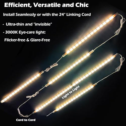 Cefrank LED Under Cabinet Lighting 6-Pack 12 inch Seamlessly Linkable Strip Light Bars for Cabinet, Kitchen, Shelf, Workbench, Cupboard, 1200 Lumen, Warm White 3000K - color: Warm White