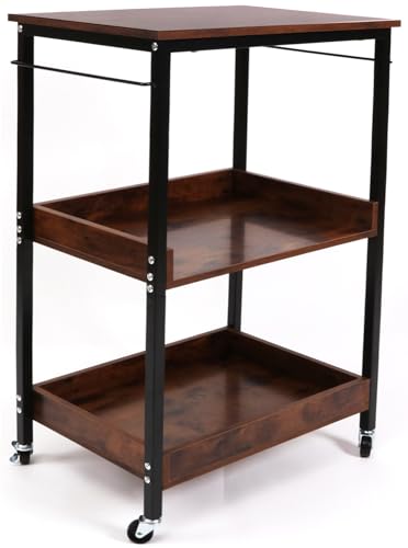 3-Tier Rolling Utility Cart with Lockable Wheels Storage Slim Storage Heavy Duty Cart Mobile Shelving Unit Craft Narrow Organizer for Bathroom Laundry Kitchen (Black) - style: Black