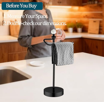 ROLABAM Bath Hand Towel Holder Stand, 2 Pack Stainless Steel Black Towel Rack Hand Holder for Bathroom, Small Countertop Free Standing Hand Towel Rack with Heavy Base (Matte Black, 2 Pack) - color: Matte Black-2pcs