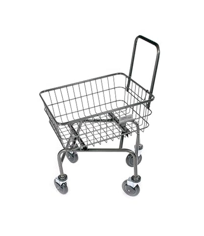 Rolling Laundry Cart with Wheels, Metal Wire Basket, Heavy Duty Utility Cart (Grey) - color: Gray