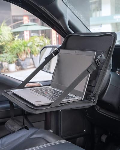 JOYTUTUS 3 in 1 Steering Wheel Eating Tray Upgraded(16.1 * 10 inch), Car Back Seat Laptop Desk, Multifunctional Car Office Bag, Car Work Table for Writing, Car Organizer for Kids, Commuters, Family - color: Black, size: Small