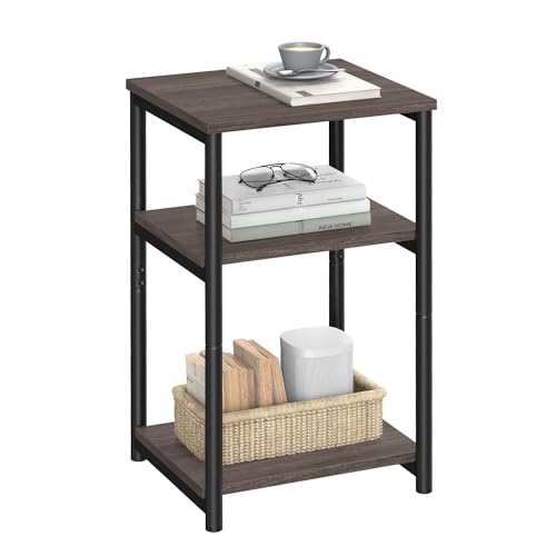 VASAGLE BARNET Collection - Side Table, Small End Table for Living Room, Modern Tall Nightstand, Bedroom, Office, Bathroom, Steel Frame, Chestnut Brown and Ink Black ULET273B74 - color: Chestnut Brown + Ink Black