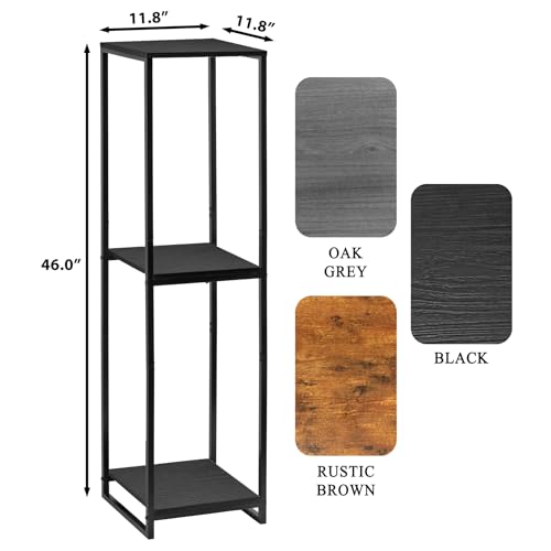 46" Tall 3-Tier Corner Plant Stand Indoor, Black | Functions as Flower Pots, Shelf, Decor Rack, Holder; Metal Frame with MDF Boards; for Living Room, Balcony; Modern Design