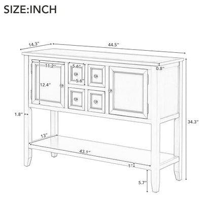 P PURLOVE Console Table Buffet Sideboard Sofa Table with Drawers Cabinets and Bottom Shelf (Dark Blue) - color: Dark Blue