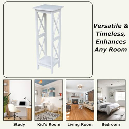 IC International Concepts, 36" X-Sided Plant Stand , Solid Real Wood, Sturdy Parawood, Snow White - color: Snow White, size: 12 inch W x 12 inch D x 36 inch H