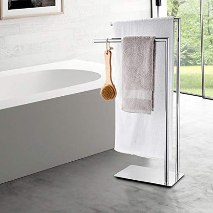 Freestanding Double Towel Racks Bathroom Accessories Towel Holder Stand on Floor Brass Chrome - color: Chrome Stand Towel Holders