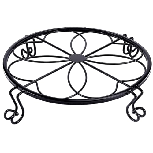1/2/4 Pack 9/10/12 Inch Heavy Duty Iron Plant Stands - Rustproof Metal Flower Pot Holder for Indoor Outdoor Use, Round Wrought Iron Planter Stand for Corner Gardening, Patio, Balcony Decor- Black (9IN1PCS) - size: 9 inch - 1 pack