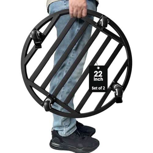 22" Round Plant Stand with Wheels Heavy Duty,Large Metal Plant Caddy Indoor Outdoor Use,Rolling Plant Dolly with Industrial Casters,Rust-Proof Black Plant Tray for Large Planters Pots,2-Pack - size: 22-Inch (2-Pack)