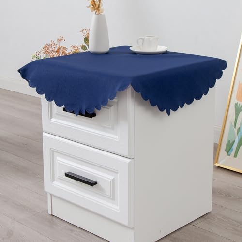Small Round Navy Tablecloth 24 Inch | Polyester Fabric Washable Table Cover Decorative Wrinkle Resistant Solid Color Table Cloth for Nightstand Party Wedding - color: Navy, size: 24" (Round)