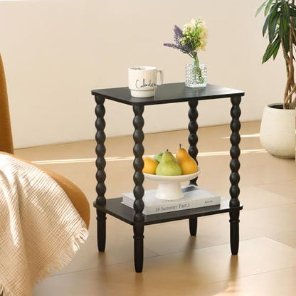 Fultyle End Tables Set of 2, Small Side Table with Storage Shelf, Nightstands for Bedroom Set of 2 for Living Room, Office and Small Spaces (Black) - color: Black Set of 2