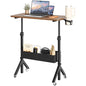 ErGear Mobile Standing Desk with Wheels, Adjustable Height 28.3″ to 46.1″, Rolling Laptop Cart with Cup Holder, Storage Basket, Computer & Pen Slot, Home Office Stand Up Desk, Walnut (31.5″ x 15.75″) - color: Walnut Wood
