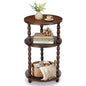 Small Round Side Table, 3-Tier Solid Wood End Table with Storage Shelf, Modern Bedside Tables Night Stand for Living Room, Bedroom, College Dorm, Small Space (Rustic Brown) - color: Rustic Brown