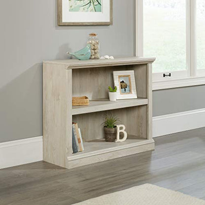 Sauder 2 Tier Book Shelf Wooden Bookcase Multipurpose Bookshelf for Home Office, Living Room, in Chalked Chestnut - color: Chalked Chestnut Finish
