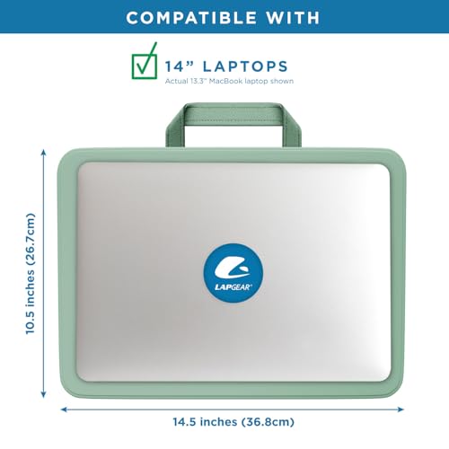 LAPGEAR Compact Lap Desk – Sage Green, Fits 14" Laptops - color: Sage Green, size: 14″ Laptop (Compact)