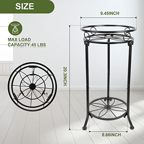 2 Pack Tall Plant Stand Indoor Outdoor, 20.3" 2 Tier Metal Plant Stand with Flower Pot Holder, Plant Rack Display Shelf for Home Garden, Patio & Balcony Decor