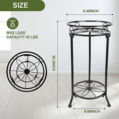 2 Pack Tall Plant Stand Indoor Outdoor, 20.3" 2 Tier Metal Plant Stand with Flower Pot Holder, Plant Rack Display Shelf for Home Garden, Patio & Balcony Decor
