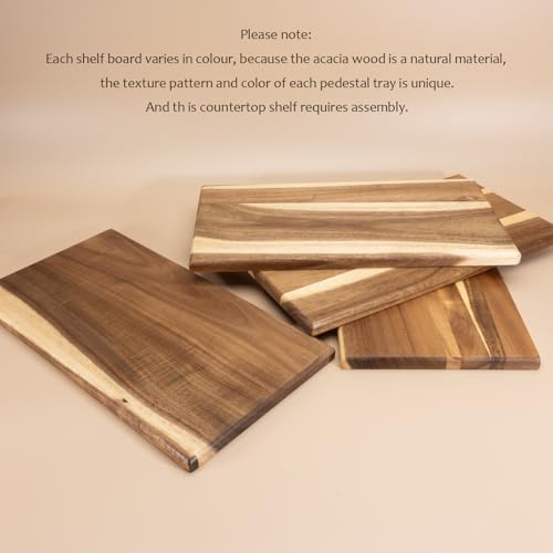 Kitchen Cabinet Counter Shelf Acacia Wood Desktop Organizer Shelf | Wooden Kitchen Cabinet Countertop Organizer Tabletop Shelf Display Stand Coffee Station Organizer Desk Shelf for Top of Desk