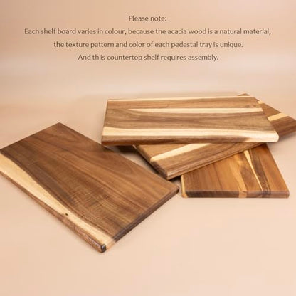 Kitchen Cabinet Counter Shelf Acacia Wood Desktop Organizer Shelf | Wooden Kitchen Cabinet Countertop Organizer Tabletop Shelf Display Stand Coffee Station Organizer Desk Shelf for Top of Desk