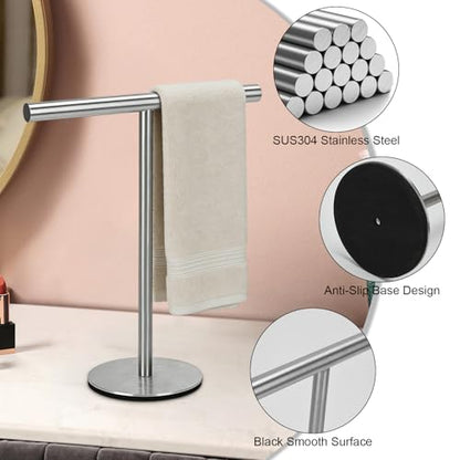 2 pcs T-Shape Towel Holder, Towel Rack Stand for Bathroom Vanity Countertop, Towel Bar for Bathroom Kitchen (Silvery) - color: Silvery-2pcs