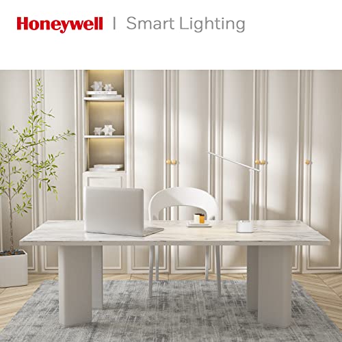Honeywell HWT-H01 LED Desk Lamp, Foldable & Stepless Dimmable, White | Sunturalux Eye-Caring Desk Light with Charging Ports, Modern Table Lamp, Reading Lamp for Home Office Bedroom College Dorm - color: White