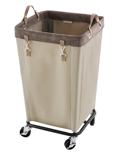 StorageWorks 160L Laundry Basket with Wheels, Rolling Hampers for Clothing - color: Light Khaki, size: 160L