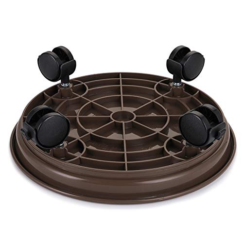 Fasmov 3 Pcs Plant Pallet Caddy Plant Stand Round Flower Pot Mover, Plant Pot Pallet Dolly Caster with Universal Wheels (Brown) - color: Brown