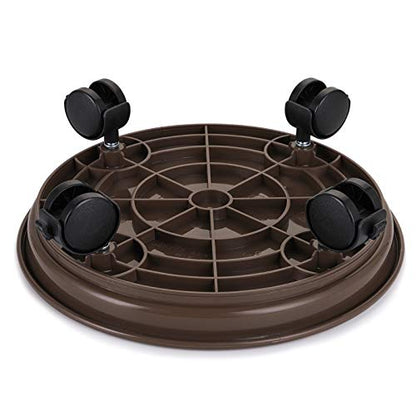 Fasmov 3 Pcs Plant Pallet Caddy Plant Stand Round Flower Pot Mover, Plant Pot Pallet Dolly Caster with Universal Wheels (Brown) - color: Brown