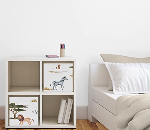 Sweet Jojo Designs Jungle Animals Foldable Fabric Storage Cube Bins Boxes Organizer Toys Kids Baby Set of 2 Dark Hunter Green Yellow Grey Black White Wildlife Safari Elephant Giraffe Monkey Leopard - color: Jungle Animals