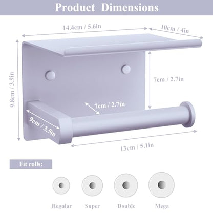 Toilet Paper Holder with Shelf Wall Mounted Toilet Paper Roll Dispenser | Heavy Duty Stainless Steel Lavender Purple - color: M- Lavender Purple