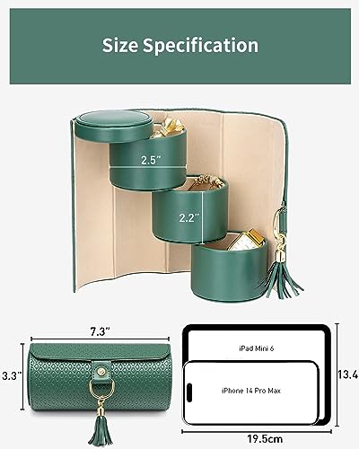 VLANDO Wedding Gifts for Women, Travel Jewelry Box, Bridal Shower Bridesmaid Gifts for Wedding Day Bride Gifts, Bridesmaid Proposal Gifts, Travel Jewelry Organizer - Green - color: Green
